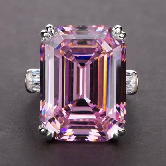 Jewelry - New Luxury Big Cz Pink  Square Stone Ring  Size 7,8